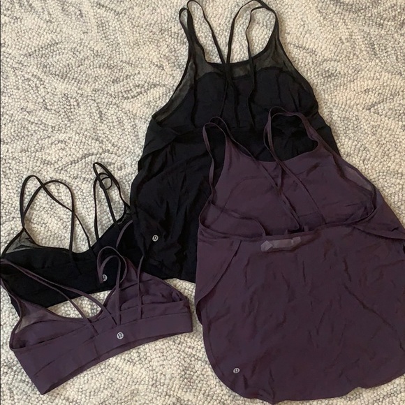 Lululemon tank & sports bras in black & purple set - Picture 2 of 3